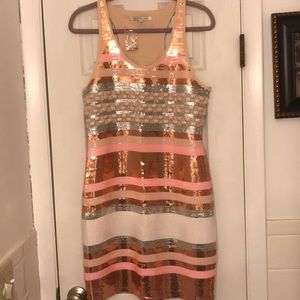 Sequin and beaded cocktail dress